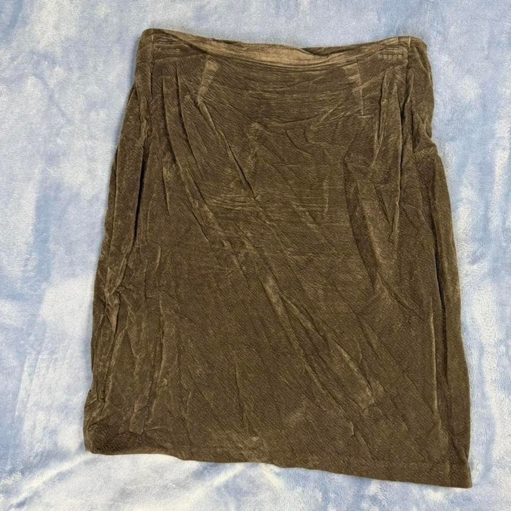 Vintage gray midi skirt with stretchy waistband size m women